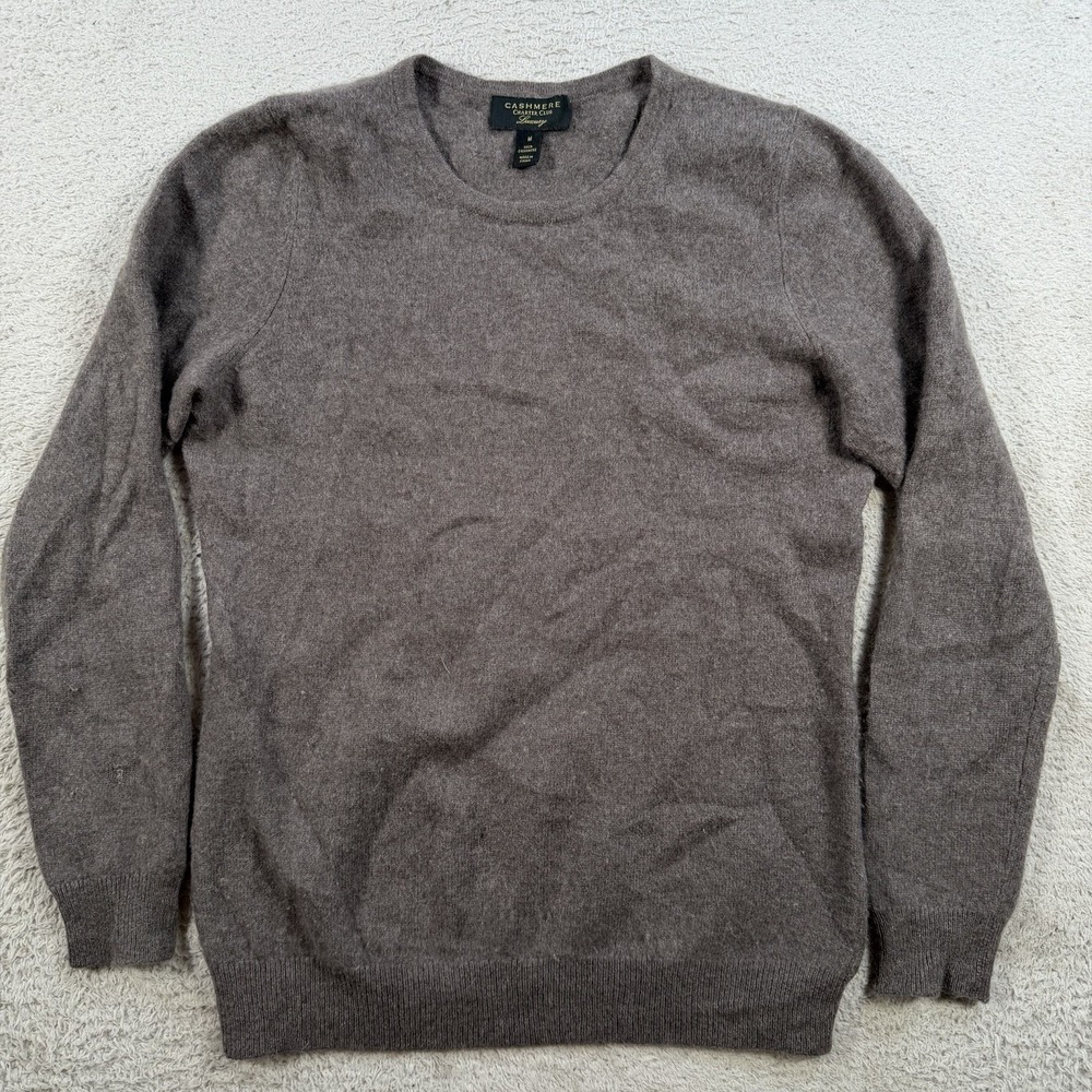 Charter Club Sweater Womens Medium (Fits Small) Brown 100% Cashmere Crewneck